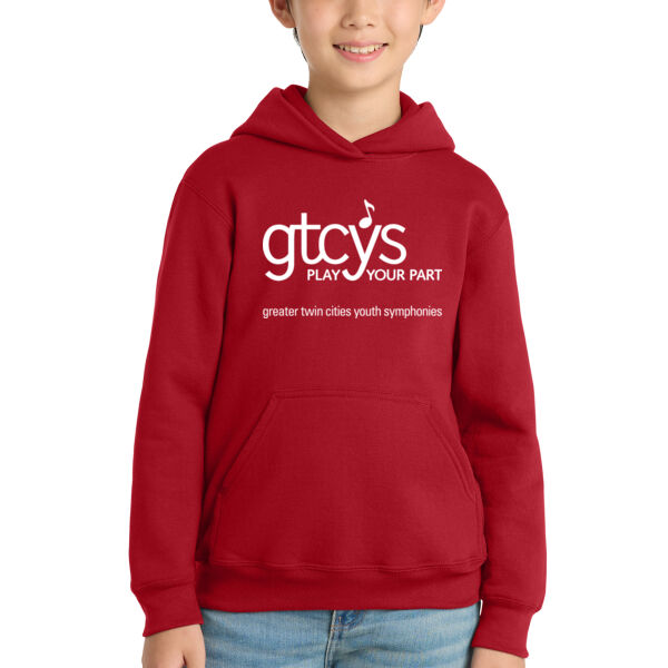 Port & Co Youth Core Fleece Pullover Hooded Sweatshirt - Printed Logo Thumbnail