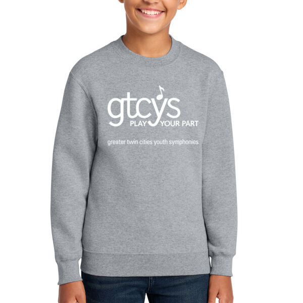 Port & Co Youth Core Fleece Crewneck Sweatshirt - Printed Logo Thumbnail