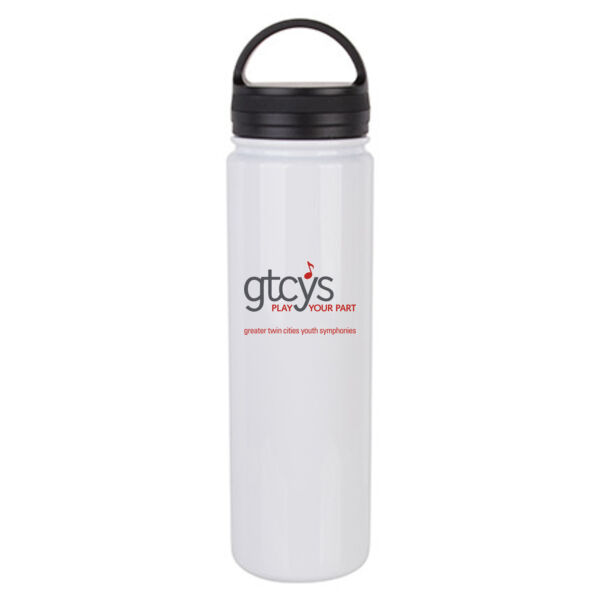23oz Stainless Steel Flask Bottle w/Portable Lid - Sublimated Logo Thumbnail